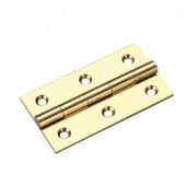 TDF110PB - Zoo Hardware Solid Drawn Brass Butt Hinges - 64 x 35 x 2mm Polished Brass