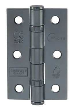 Click Here To Enlarge This Photo Of Eclipse PK100 Grade 7 Matt Black &lpar;Mild Steel&rpar; Ball Bearing Hinges 76 x 51 x 2mm &lpar;Pack of 3&rpar;