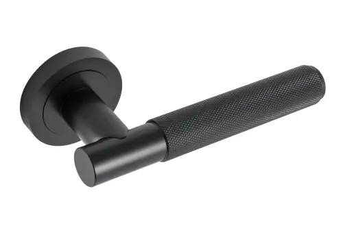 Click Here To Enlarge This Photo Of Eclipse 62231 Matt Black Knurled Lever on Round Rose Set &lpar;Freestyle Range&rpar;