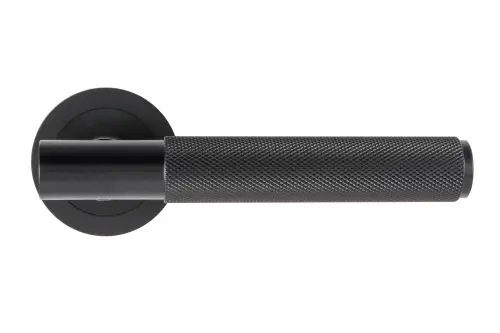Click Here To Enlarge This Photo Of Eclipse 62231 Matt Black Knurled Lever on Round Rose Set &lpar;Freestyle Range&rpar;