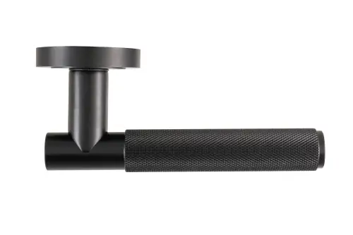 Click Here To Enlarge This Photo Of Eclipse 62231 Matt Black Knurled Lever on Round Rose Set &lpar;Freestyle Range&rpar;