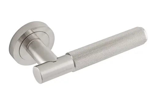 Click Here To Enlarge This Photo Of Eclipse 62232 Satin Nickel Knurled Lever on Round Rose Set &lpar;Freestyle Range&rpar;