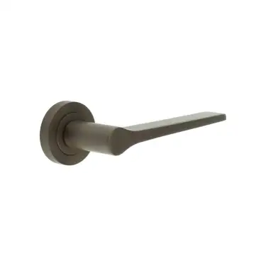Click Here To Enlarge This Photo Of JV851DB Frelan Hardware Jedo 'Gio' Lever Handles on Round Rose - Dark Bronze