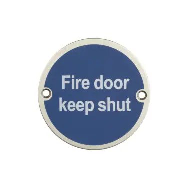 Click Here To Enlarge This Photo Of JS100SSS Frelan Hardware &lpar;Stainless Steel&rpar; Fire Door Keep Shut Sign 75mm Satin Stainless Steel