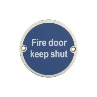 JS100SSS Frelan Hardware &lpar;Stainless Steel&rpar; Fire Door Keep Shut Sign 75mm Satin Stainless Steel
