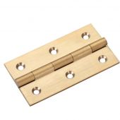 TDF115SB - Zoo Hardware Solid Drawn Brass Butt Hinges - 75 x 41 x 2mm Satin Brass