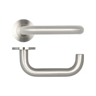 Click Here To Enlarge This Photo Of JSS01 Frelan Hardware Orbit 19mm Door Handle on 5mm Sprung Rose Grade 304 Satin Stainless Steel