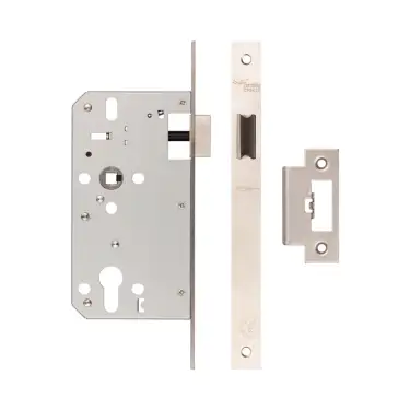 Click Here To Enlarge This Photo Of JL-DL60SSS Frelan Hardware Jedo DIN Mortice Latch 60mm Backset with Square Corners - Satin Stainless Steel
