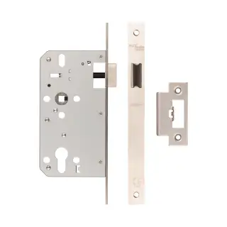 JL-DL60SSS Frelan Hardware Jedo DIN Mortice Latch 60mm Backset with Square Corners - Satin Stainless Steel
