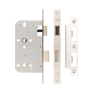 JL-DB60SSS Frelan Hardware Jedo DIN Bathroom Lock 60mm Backset &lpar;78mm c&sol;c&rpar; with Square Corners - Satin Stainless Steel