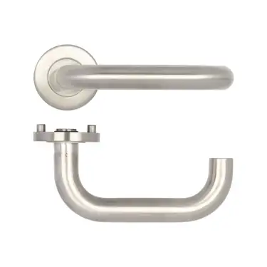 Click Here To Enlarge This Photo Of JSS134 Frelan Hardware Venus 19mm Door Handles on 8mm Sprung Rose Grade 304 Satin Stainless Steel