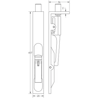 JSS53 Frelan Hardware Satin Stainless Steel Lever Action Flush Bolt &lpar;Square Forend&rpar; 457mm x 20mm
