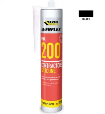 Click Here To Enlarge This Photo Of SIKA Everbuild Contractors Silicone 200 Black 295ml