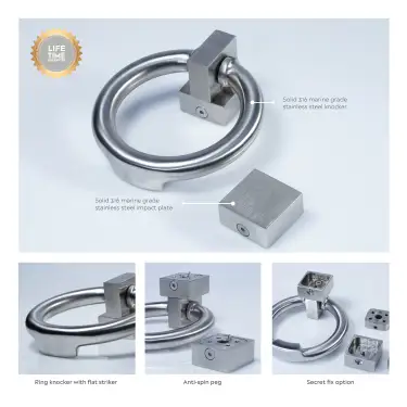 Click Here To Enlarge This Photo Of BLU Performance Ring Door Knocker&comma; 316 Satin Stainless Steel &lpar;DKB250-SSS&rpar;