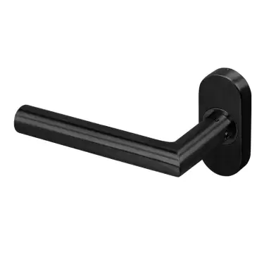 Click Here To Enlarge This Photo Of BLU Performance Mitre Solid Lever Door Handle on Oval Rose&comma; Matt Black Lacquered &lpar;KM960C-MBL&rpar;