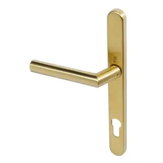 BLU Performance Angled Lever Door Handle on Backplate Set &lpar;92mm c&sol;c&rpar; 316 Stainless Steel in a PVD Satin Brass Finish &lpar;AML096-PSB&rpar;
