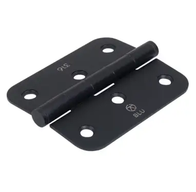 Click Here To Enlarge This Photo Of BLU Performance Slim Knuckle Door and Window Hinge Radius Corner&comma; 76 x 66 x 2mm&comma; 316 Stainless Steel in a Matt Smooth Black &lpar;HY3R-MSB&rpar;