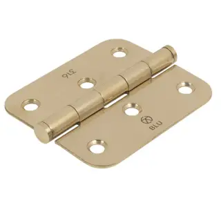 BLU Performance Slim Knuckle Door and Window Hinge Radius Corner&comma; 76 x 66 x 2mm&comma; 316 Stainless Steel in a PVD Polished Brass Finish &lpar;HY3R-PPB&rpar;