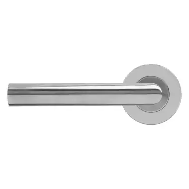 Click Here To Enlarge This Photo Of BLU Performance Mitre Lever Door Handle on Round Rose&comma; G316 Polished Stainless Steel &lpar;KM060C-PSS&rpar;