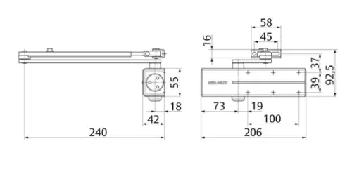 Click Here To Enlarge This Photo Of DC140A ASSA ABLOY Overhead Door Closer Variable Size 2-5 with Backcheck - Silver