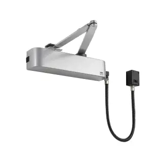 CE4F-E-SSS UNION Electromagnetic &lpar;Hold Open&sol;Free Swing&rpar; Fixed Power Size 4 Overhead Door Closer - Satin Stainless Steel