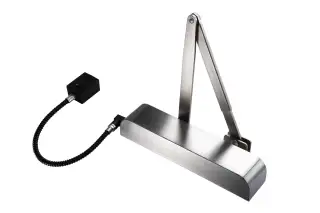 9870R&sol;SSS EXIDOR Electromagnetic &lpar;Hold Open&sol;Free Swing&rpar; Fixed Power Size 4 Overhead Door Closer - Satin Stainless Steel