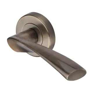 SC-2042-AZ M&period;Marcus Sorrento Door Handle Lever Latch on Round Rose Treviso Design Antique Brass on Zinc finish