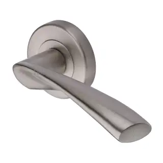SC-2042-SNZ M&period;Marcus Sorrento Door Handle Lever Latch on Round Rose Treviso Design Satin Nickel on Zinc finish