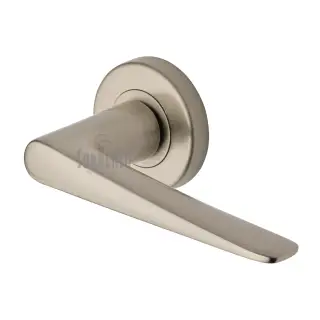 SC-2059-SNZ M&period;Marcus Sorrento Door Handle Lever Latch on Round Rose Amalfi Design Satin Nickel on Zinc finish
