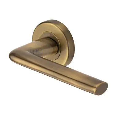 Click Here To Enlarge This Photo Of SC-2352-AZ M&period;Marcus Sorrento Door Handle Lever Latch on Round Rose Lena Design Antique Brass on Zinc finish