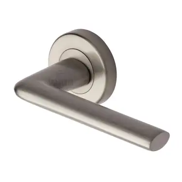 Click Here To Enlarge This Photo Of SC-2352-SNZ M&period;Marcus Sorrento Door Handle Lever Latch on Round Rose Lena Design Satin Nickel on Zinc finish