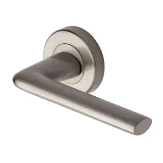 SC-2352-SNZ M&period;Marcus Sorrento Door Handle Lever Latch on Round Rose Lena Design Satin Nickel on Zinc finish