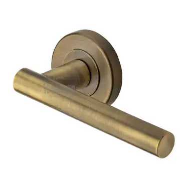 Click Here To Enlarge This Photo Of SC-3052-AZ M&period;Marcus Sorrento Door Handle Lever Latch on Round Rose Shuttle Design Antique Brass on Zinc finish