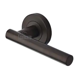 SC-3052-MBZ M&period;Marcus Sorrento Door Handle Lever Latch on Round Rose Shuttle Design Matt Bronze on Zinc finish
