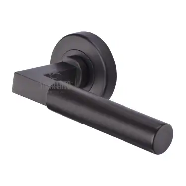 Click Here To Enlarge This Photo Of SC-4059-MBZ M&period;Marcus Sorrento Door Handle Lever Latch on Round Rose Gropius Bau Design Matt Bronze on Zinc finish