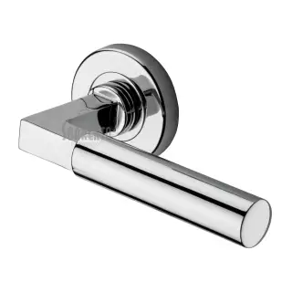 SC-4059-PC M&period;Marcus Sorrento Door Handle Lever Latch on Round Rose Gropius Bau Design Polished Chrome finish