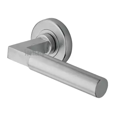 Click Here To Enlarge This Photo Of SC-4059-SC M&period;Marcus Sorrento Door Handle Lever Latch on Round Rose Gropius Bau Design Satin Chrome finish