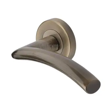 Click Here To Enlarge This Photo Of SC-4352-AZ M&period;Marcus Sorrento Door Handle Lever Latch on Round Rose Tosca Design Antique Brass on Zinc finish