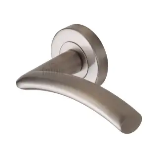 SC-4352-SNZ M&period;Marcus Sorrento Door Handle Lever Latch on Round Rose Tosca Design Satin Nickel on Zinc finish