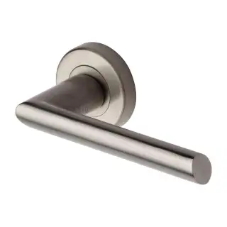 SC-4692-SNZ M&period;Marcus Sorrento Door Handle Lever Latch on Round Rose Mercury Design Satin Nickel on Zinc finish
