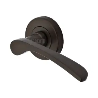 SC-5380-MBZ M&period;Marcus Sorrento Door Handle Lever Latch on Round Rose Arcadia Design Matt Bronze on Zinc finish