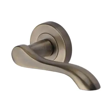 Click Here To Enlarge This Photo Of SC-7352-AZ M&period;Marcus Sorrento Door Handle Lever Latch on Round Rose Aurora Design Antique Brass on Zinc finish
