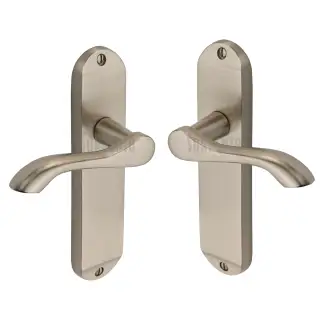 SC-7360-SNZ M&period;Marcus Sorrento Door Handle Lever Latch Aurora Design Satin Nickel on Zinc finish