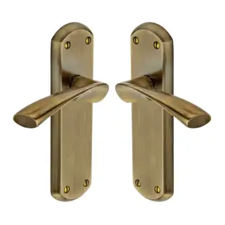 SC-7610-AZ M&period;Marcus Sorrento Door Handle Lever Latch Atlanta Design Antique Brass on Zinc finish