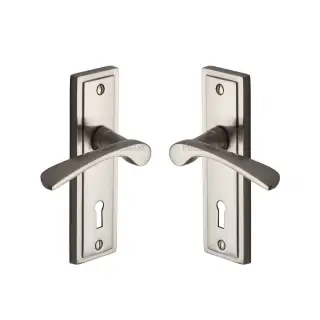 BOS1000-SNZ M&period;Marcus Sorrento Door Handle Lever Lock Boston Design Satin Nickel on Zinc finish
