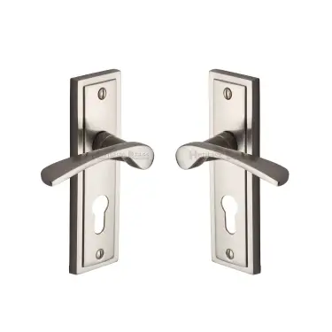 Click Here To Enlarge This Photo Of BOS1048-SNZ M&period;Marcus Sorrento Door Handle for Euro Profile Plate Boston Design Satin Nickel on Zinc finish