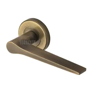SC-3059-AZ M&period;Marcus Sorrento Door Handle Lever Latch on Round Rose Neo Design Antique Brass on Zinc finish