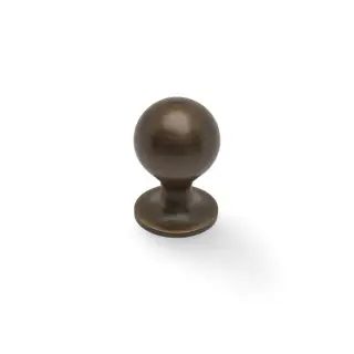 AW844-25-AB - Alexander & Wilks Plain Caesar Cupboard Knob on Round Rose 25mm - Antique Brass