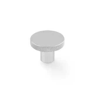 AW802-38-PC - Alexander & Wilks Hanover Knurled Circular Cupboard Knob 38mm - Polished Chrome
