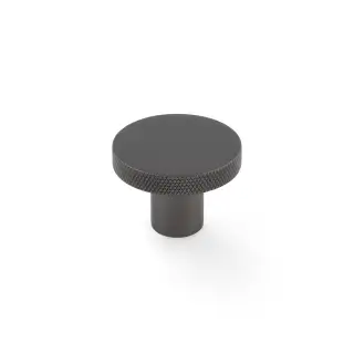 AW802-38-DBZ - Alexander & Wilks Hanover Knurled Circular Cupboard Knob 38mm - Dark Bronze